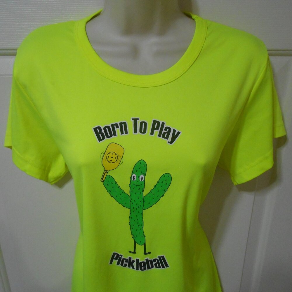 Ladies Ultra Club Cool & Dry size XL Activewear Top BORN TO PLAY PICKLEBALL NICE